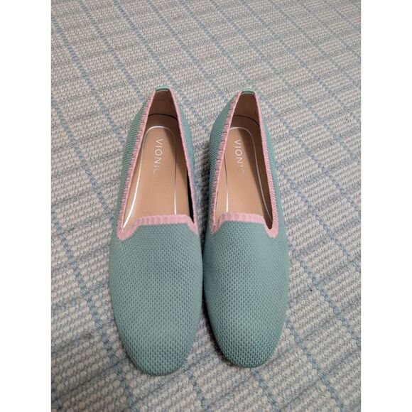 Vionic Willa Knit Loafers Mint Green Pink  Comfortable Slip On Shoes Size 7.5 - Picture 2 of 5